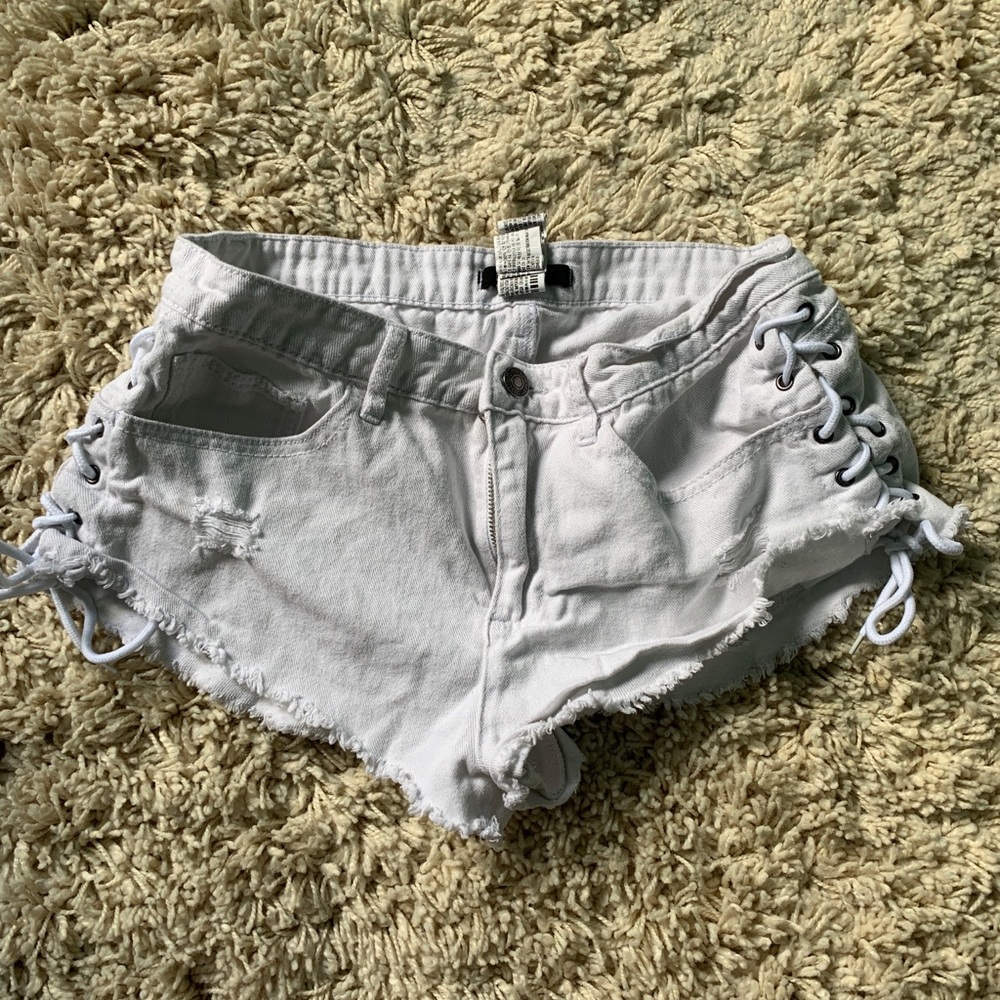 Forever 21 White Jean Shorts with Ties